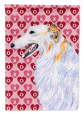 Borzoi Hearts Love and Valentine's Day Portrait House Flag 28x40 Porch Sleeve Pole Decorative Outside Yard Banner Artwork Wall Hanging, Polyester