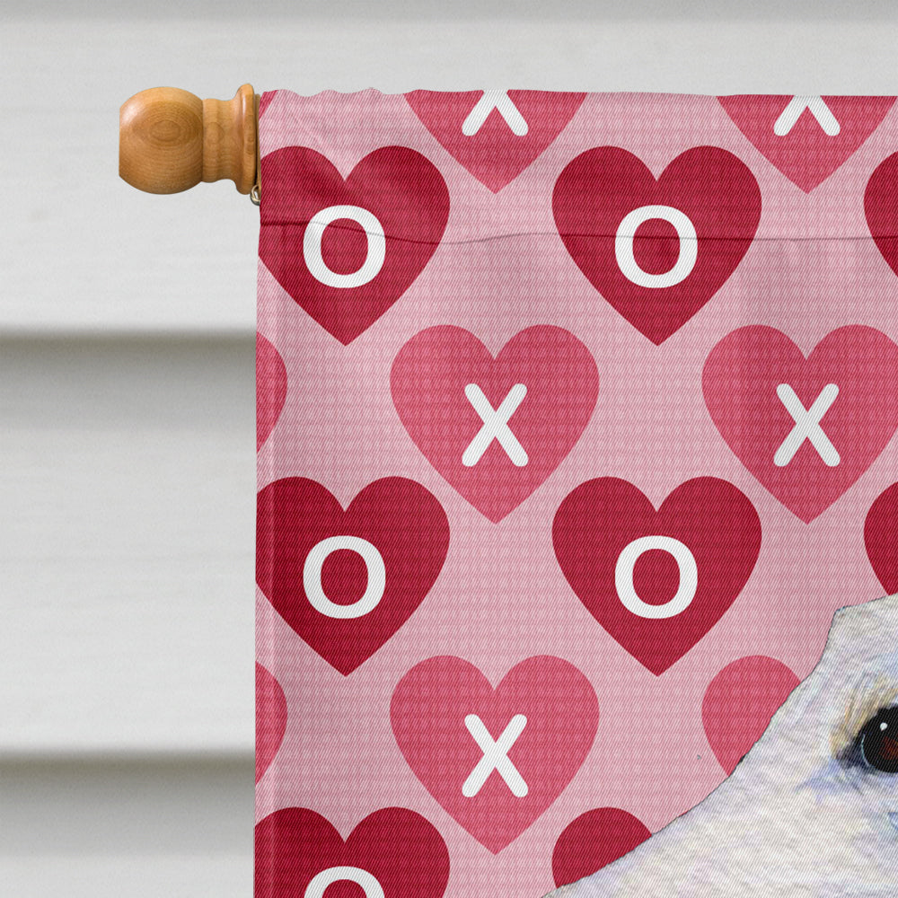 Borzoi Hearts Love and Valentine's Day Portrait House Flag 28x40 Porch Sleeve Pole Decorative Outside Yard Banner Artwork Wall Hanging, Polyester
