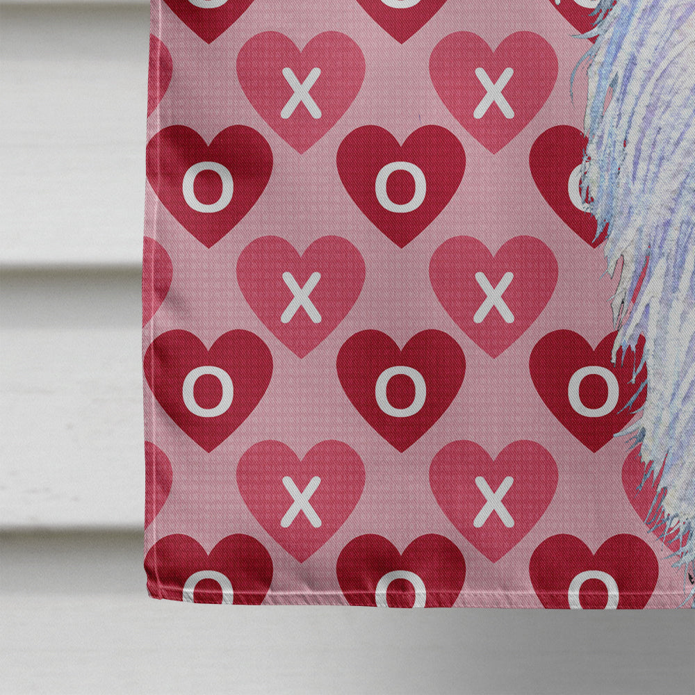 Borzoi Hearts Love and Valentine's Day Portrait House Flag 28x40 Porch Sleeve Pole Decorative Outside Yard Banner Artwork Wall Hanging, Polyester