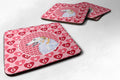 Borzoi Hearts Love and Valentine's Day Portrait Foam Coasters Set of 4 Cup Coasters for Indoor Outdoor, Tabletop Protection, Anti Slip, Mouse pad Material