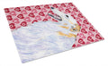 Borzoi Hearts Love and Valentine's Day Portrait Cutting Board Tempered Glass Kitchen Cutting Surface, Heat Resistant Chopping, Non-Slip Feet, Food Prep & Serving