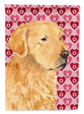 Golden Retriever Hearts Love Valentine's Day House Flag 28x40 Porch Sleeve Pole Decorative Outside Yard Banner Artwork Wall Hanging, Polyester