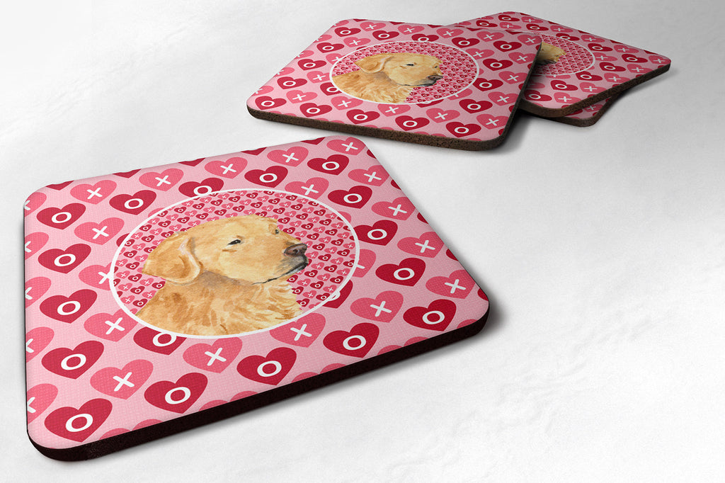 Golden Retriever Hearts Love Valentine's Day Foam Coasters Set of 4 Cup Coasters for Indoor Outdoor, Tabletop Protection, Anti Slip, Mouse pad Material