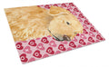 Golden Retriever Hearts Love Valentine's Day Cutting Board Tempered Glass Kitchen Cutting Surface, Heat Resistant Chopping, Non-Slip Feet, Food Prep & Serving