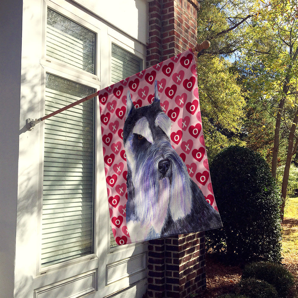 Schnauzer Hearts Love and Valentine's Day Portrait House Flag 28x40 Porch Sleeve Pole Decorative Outside Yard Banner Artwork Wall Hanging, Polyester