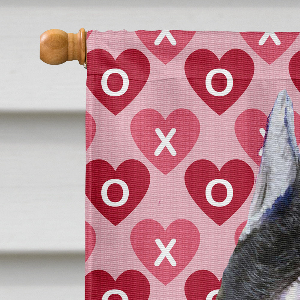 Schnauzer Hearts Love and Valentine's Day Portrait House Flag 28x40 Porch Sleeve Pole Decorative Outside Yard Banner Artwork Wall Hanging, Polyester