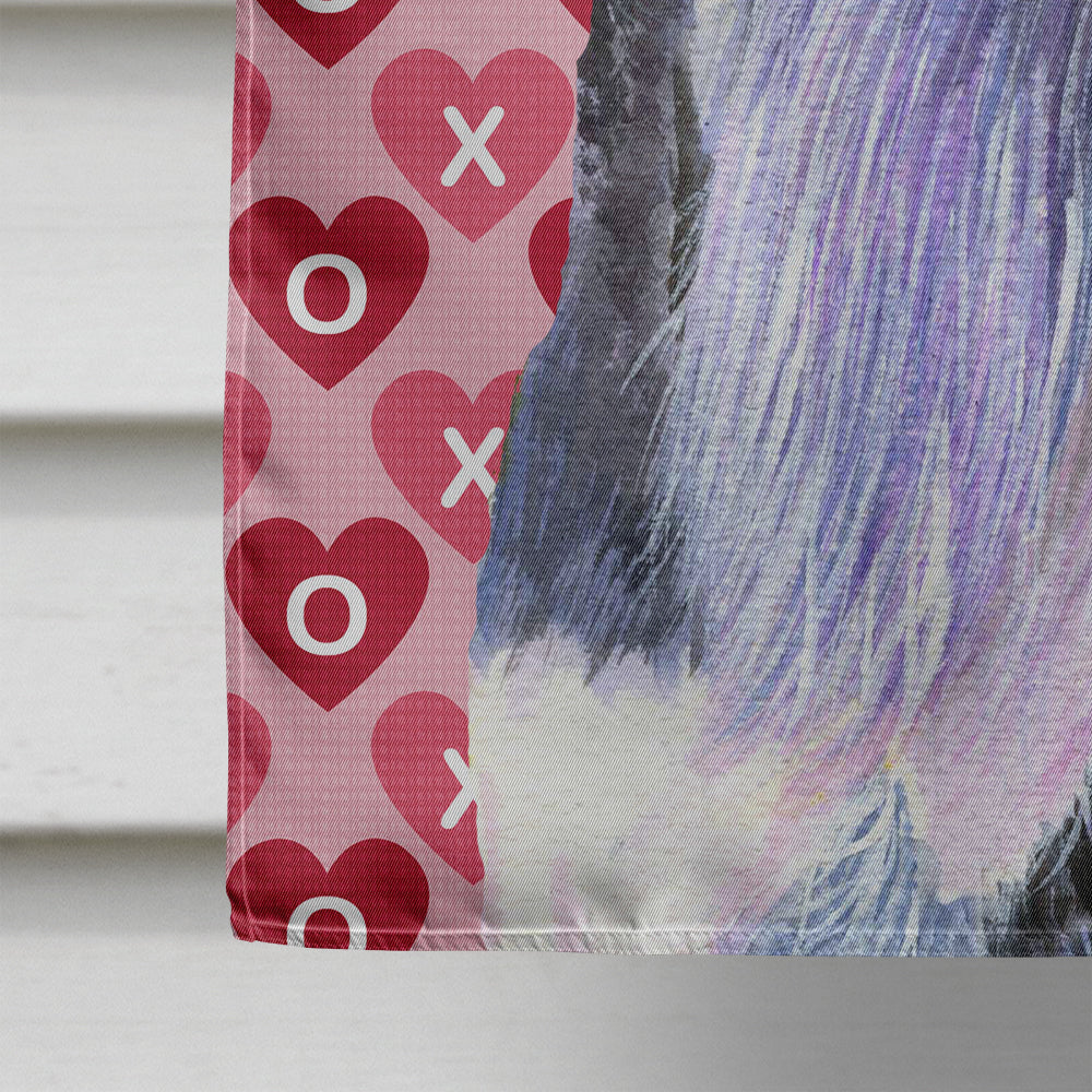 Schnauzer Hearts Love and Valentine's Day Portrait House Flag 28x40 Porch Sleeve Pole Decorative Outside Yard Banner Artwork Wall Hanging, Polyester