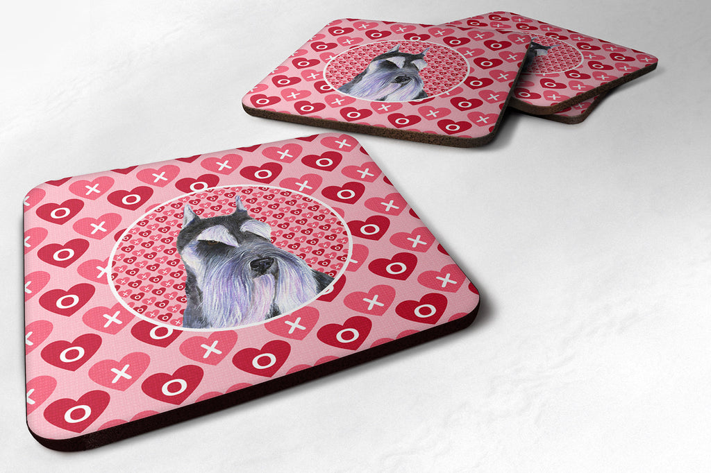 Schnauzer Hearts Love and Valentine's Day Portrait Foam Coasters Set of 4 Cup Coasters for Indoor Outdoor, Tabletop Protection, Anti Slip, Mouse pad Material