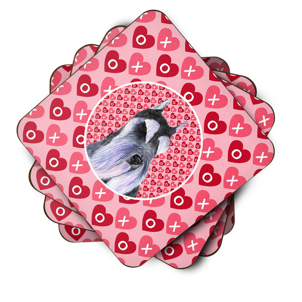 Schnauzer Hearts Love and Valentine's Day Portrait Foam Coasters Set of 4 Cup Coasters for Indoor Outdoor, Tabletop Protection, Anti Slip, Mouse pad Material