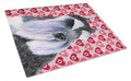Schnauzer Hearts Love and Valentine's Day Portrait Cutting Board Tempered Glass Kitchen Cutting Surface, Heat Resistant Chopping, Non-Slip Feet, Food Prep & Serving