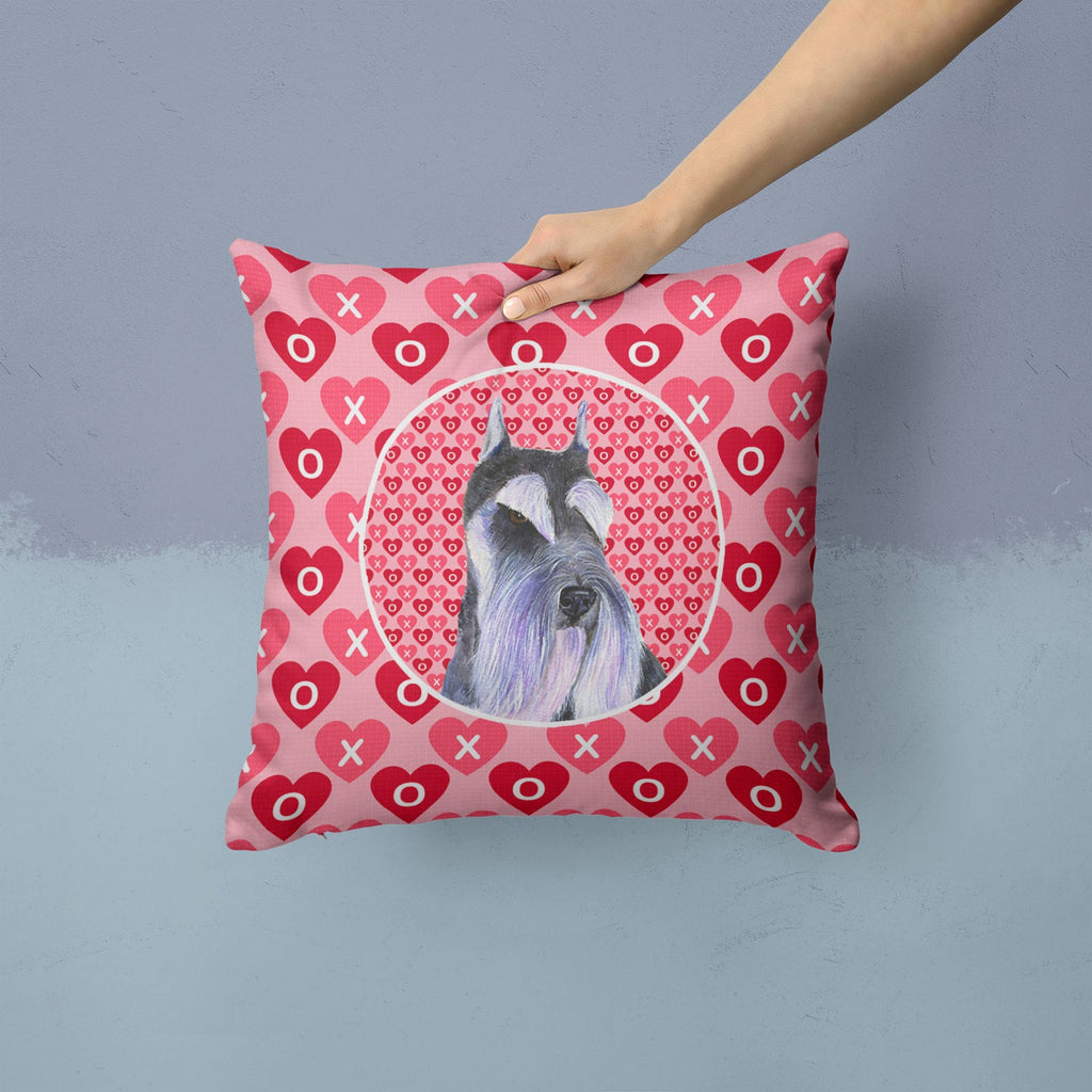 Schnauzer Hearts Love and Valentine's Day Portrait Decorative Throw Pillow 14x14 Indoor Outdoor Accent Cushion, Fabric Cover with Insert for Sofa, Bed, Porch & Living Room