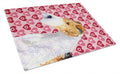 Fox Terrier Hearts Love and Valentine's Day Portrait Cutting Board Tempered Glass Kitchen Cutting Surface, Heat Resistant Chopping, Non-Slip Feet, Food Prep & Serving