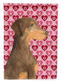 Doberman Hearts Love and Valentine's Day Portrait House Flag 28x40 Porch Sleeve Pole Decorative Outside Yard Banner Artwork Wall Hanging, Polyester