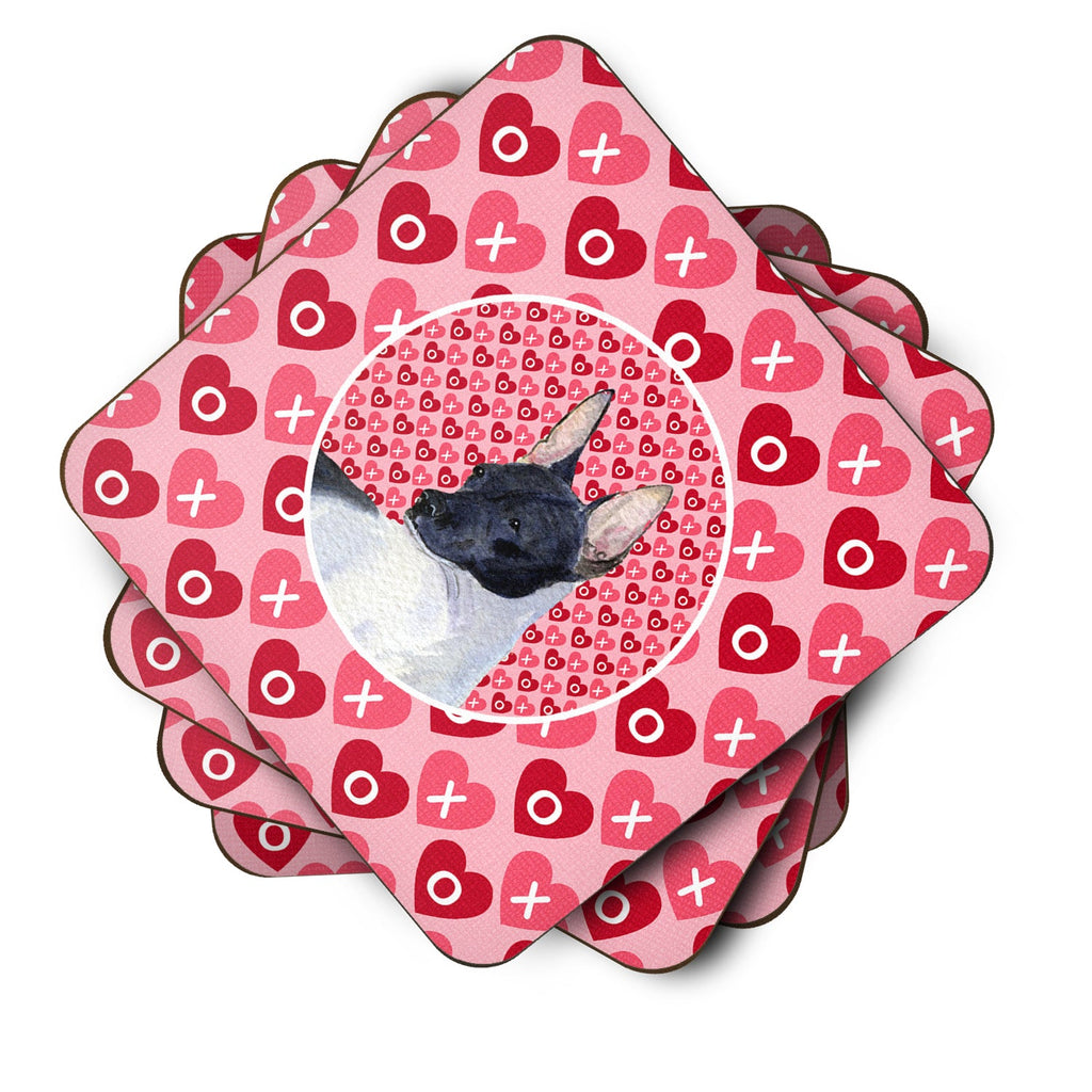Rat Terrier Hearts Love and Valentine's Day Portrait Foam Coasters Set of 4 Cup Coasters for Indoor Outdoor, Tabletop Protection, Anti Slip, Mouse pad Material