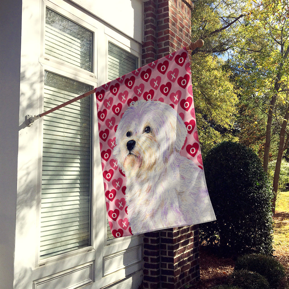 Maltese Hearts Love and Valentine's Day Portrait House Flag 28x40 Porch Sleeve Pole Decorative Outside Yard Banner Artwork Wall Hanging, Polyester