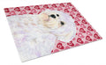 Maltese Hearts Love and Valentine's Day Portrait Cutting Board Tempered Glass Kitchen Cutting Surface, Heat Resistant Chopping, Non-Slip Feet, Food Prep & Serving