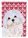 Maltese Hearts Love and Valentine's Day Portrait House Flag 28x40 Porch Sleeve Pole Decorative Outside Yard Banner Artwork Wall Hanging, Polyester