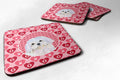 Maltese Hearts Love and Valentine's Day Portrait Foam Coasters Set of 4 Cup Coasters for Indoor Outdoor, Tabletop Protection, Anti Slip, Mouse pad Material