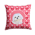 Maltese Hearts Love and Valentine's Day Portrait Decorative Throw Pillow 14x14 Indoor Outdoor Accent Cushion, Fabric Cover with Insert for Sofa, Bed, Porch & Living Room