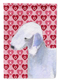 Bedlington Terrier Hearts Love and Valentine's Day Portrait House Flag 28x40 Porch Sleeve Pole Decorative Outside Yard Banner Artwork Wall Hanging, Polyester