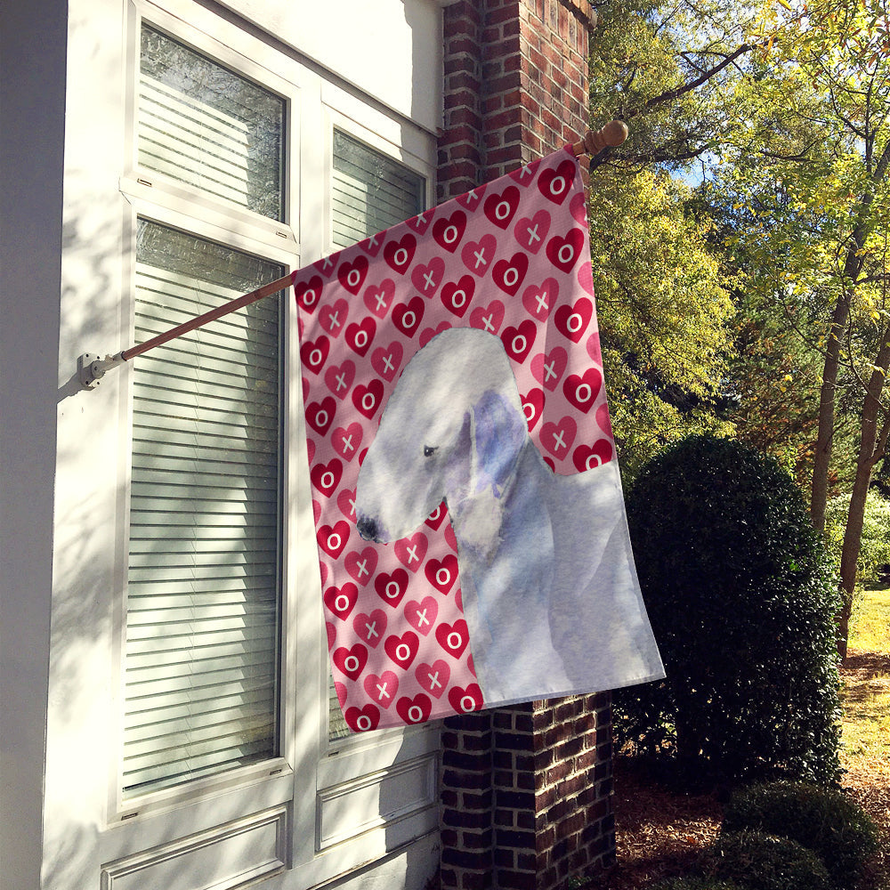 Bedlington Terrier Hearts Love and Valentine's Day Portrait House Flag 28x40 Porch Sleeve Pole Decorative Outside Yard Banner Artwork Wall Hanging, Polyester