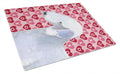 Bedlington Terrier Hearts Love and Valentine's Day Portrait Cutting Board Tempered Glass Kitchen Cutting Surface, Heat Resistant Chopping, Non-Slip Feet, Food Prep & Serving