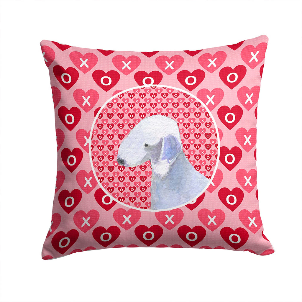 Bedlington Terrier Hearts Love and Valentine's Day Portrait Decorative Throw Pillow 14x14 Indoor Outdoor Accent Cushion, Fabric Cover with Insert for Sofa, Bed, Porch & Living Room
