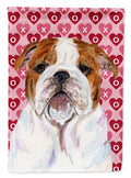 Bulldog English Hearts Love Valentine's Day House Flag 28x40 Porch Sleeve Pole Decorative Outside Yard Banner Artwork Wall Hanging, Polyester