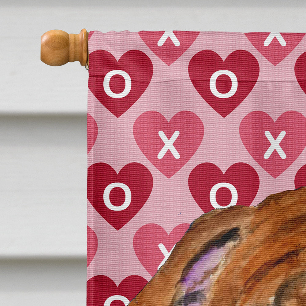 Bulldog English Hearts Love Valentine's Day House Flag 28x40 Porch Sleeve Pole Decorative Outside Yard Banner Artwork Wall Hanging, Polyester