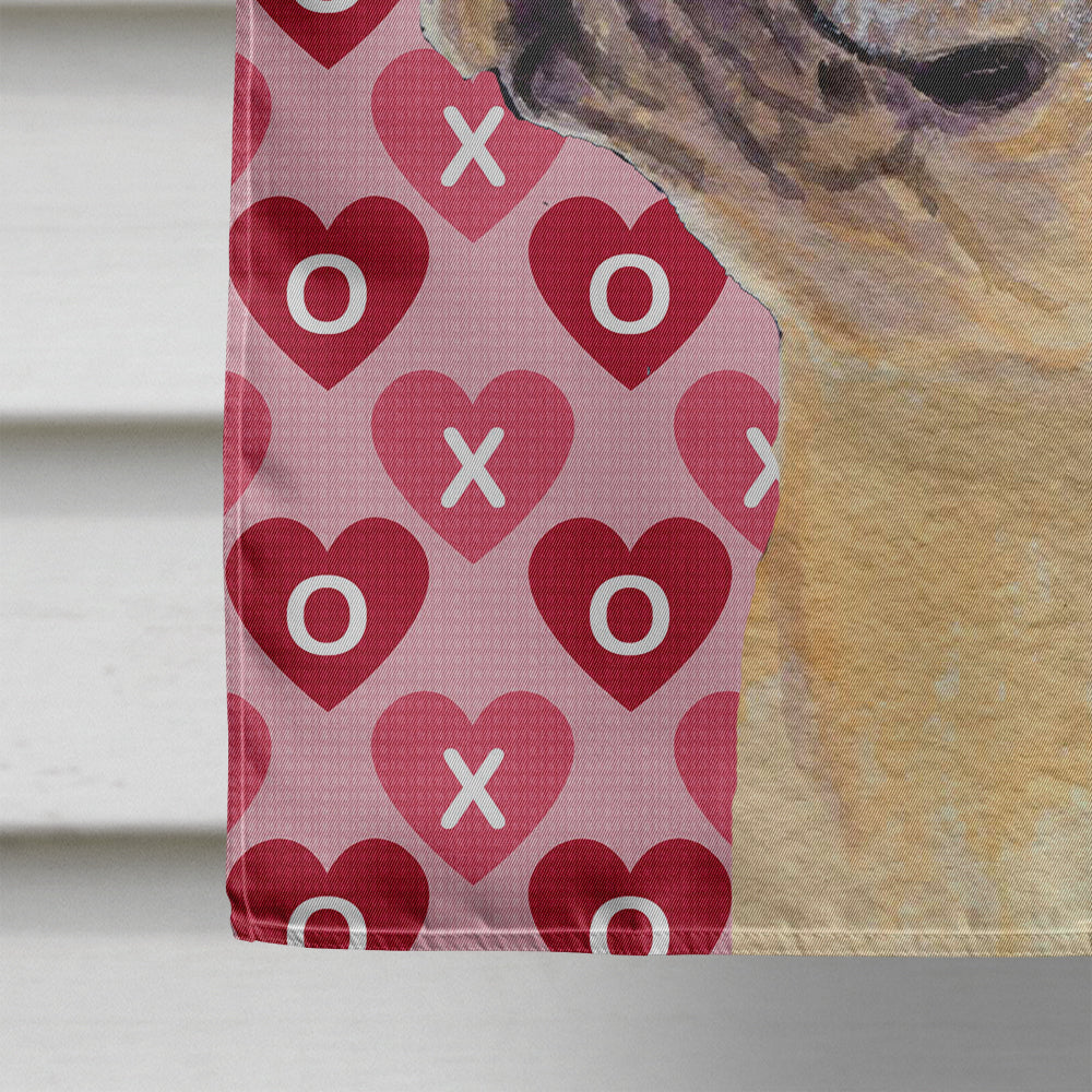 French Bulldog Hearts Love and Valentine's Day Portrait House Flag 28x40 Porch Sleeve Pole Decorative Outside Yard Banner Artwork Wall Hanging, Polyester