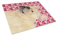 French Bulldog Hearts Love and Valentine's Day Portrait Cutting Board Tempered Glass Kitchen Cutting Surface, Heat Resistant Chopping, Non-Slip Feet, Food Prep & Serving