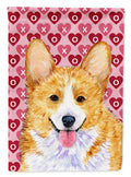 Corgi Hearts Love and Valentine's Day Portrait House Flag 28x40 Porch Sleeve Pole Decorative Outside Yard Banner Artwork Wall Hanging, Polyester
