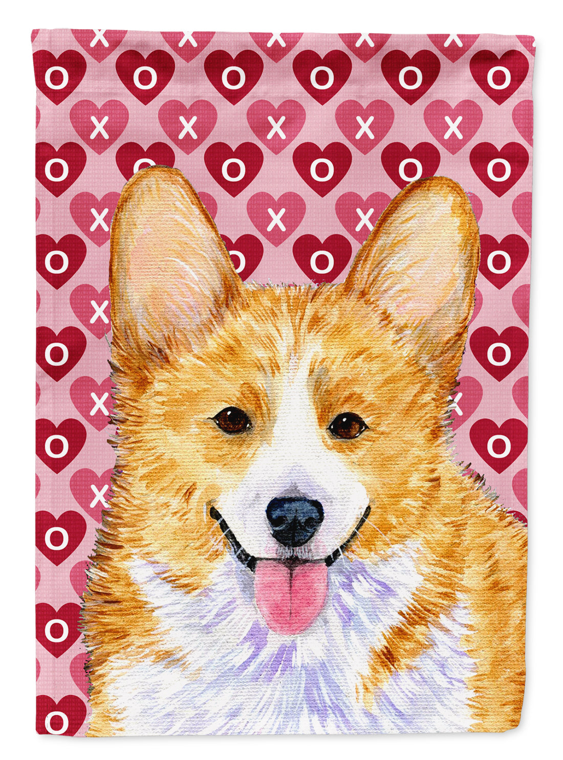 Corgi Hearts Love and Valentine's Day Portrait House Flag 28x40 Porch Sleeve Pole Decorative Outside Yard Banner Artwork Wall Hanging, Polyester
