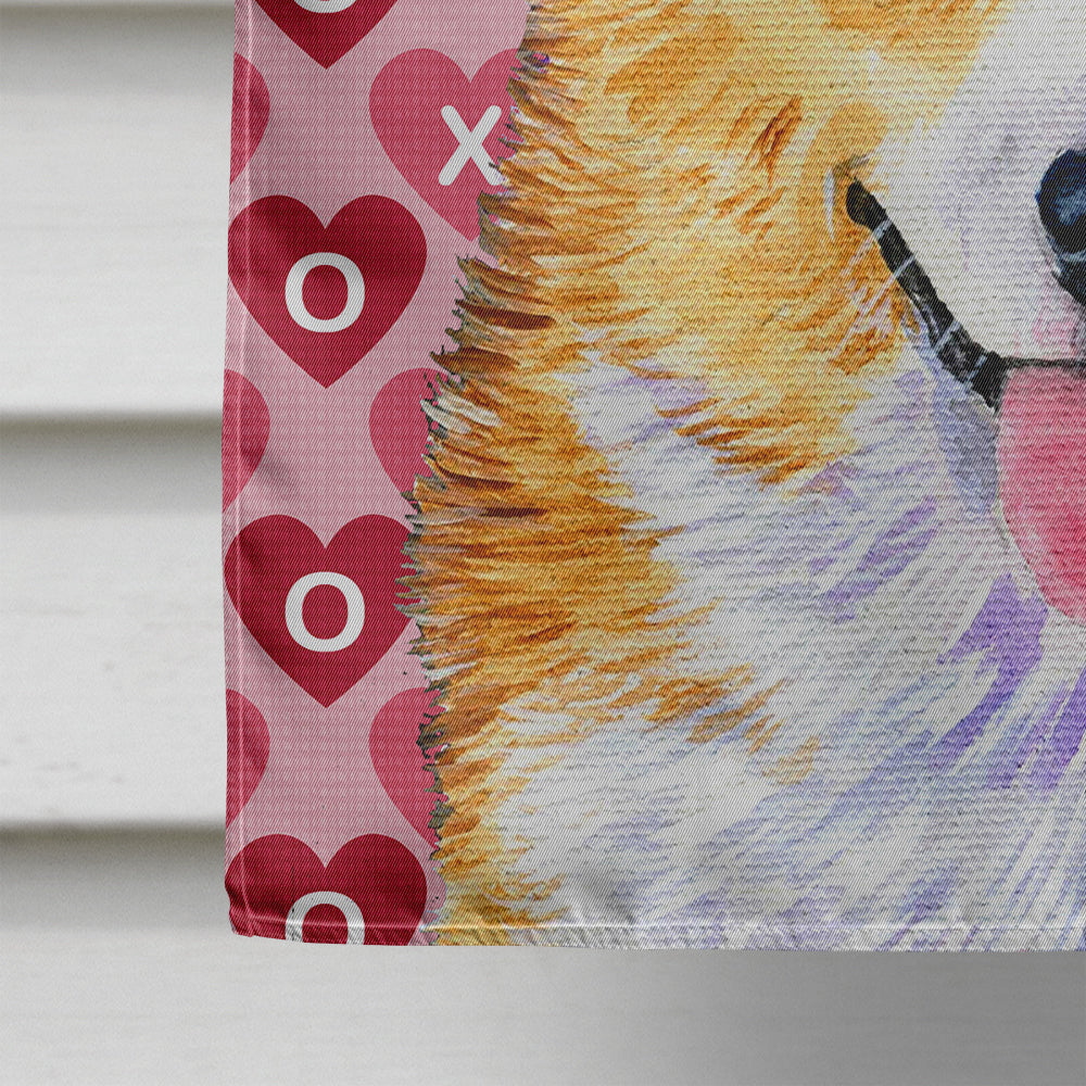 Corgi Hearts Love and Valentine's Day Portrait House Flag 28x40 Porch Sleeve Pole Decorative Outside Yard Banner Artwork Wall Hanging, Polyester