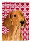 Dachshund Hearts Love and Valentine's Day Portrait House Flag 28x40 Porch Sleeve Pole Decorative Outside Yard Banner Artwork Wall Hanging, Polyester