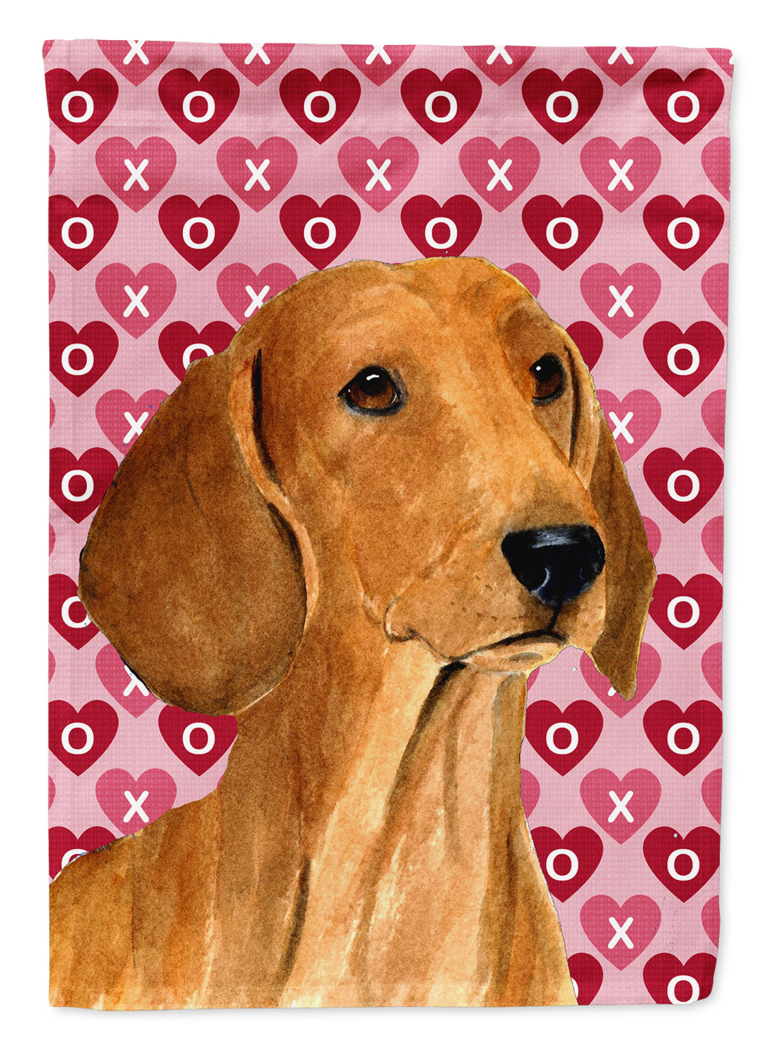 Dachshund Hearts Love and Valentine's Day Portrait House Flag 28x40 Porch Sleeve Pole Decorative Outside Yard Banner Artwork Wall Hanging, Polyester