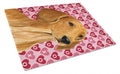 Dachshund Hearts Love and Valentine's Day Portrait Cutting Board Tempered Glass Kitchen Cutting Surface, Heat Resistant Chopping, Non-Slip Feet, Food Prep & Serving