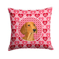 Dachshund Hearts Love and Valentine's Day Portrait Decorative Throw Pillow 14x14 Indoor Outdoor Accent Cushion, Fabric Cover with Insert for Sofa, Bed, Porch & Living Room