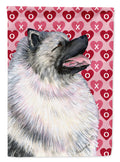 Keeshond Hearts Love and Valentine's Day Portrait House Flag 28x40 Porch Sleeve Pole Decorative Outside Yard Banner Artwork Wall Hanging, Polyester