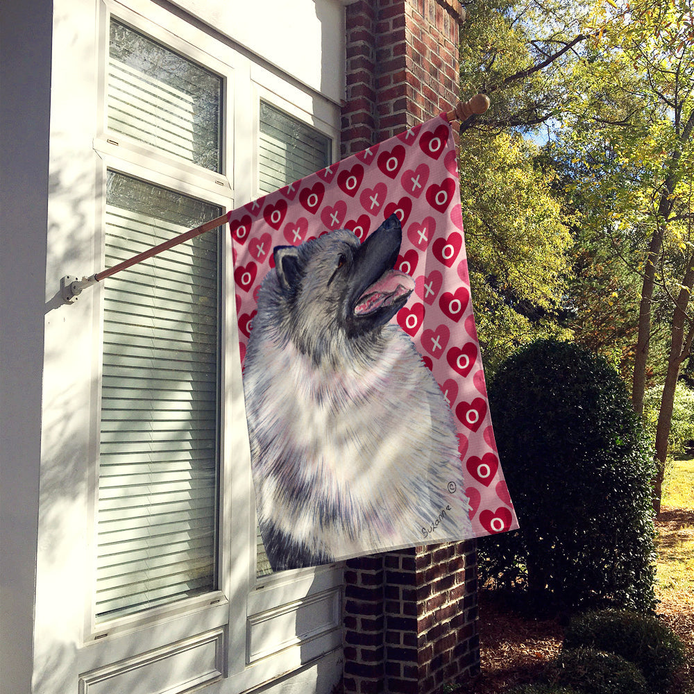 Keeshond Hearts Love and Valentine's Day Portrait House Flag 28x40 Porch Sleeve Pole Decorative Outside Yard Banner Artwork Wall Hanging, Polyester