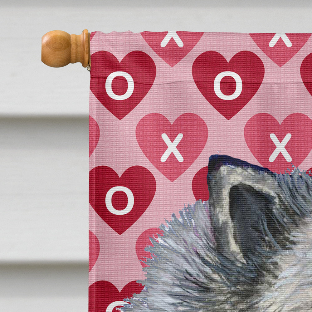 Keeshond Hearts Love and Valentine's Day Portrait House Flag 28x40 Porch Sleeve Pole Decorative Outside Yard Banner Artwork Wall Hanging, Polyester