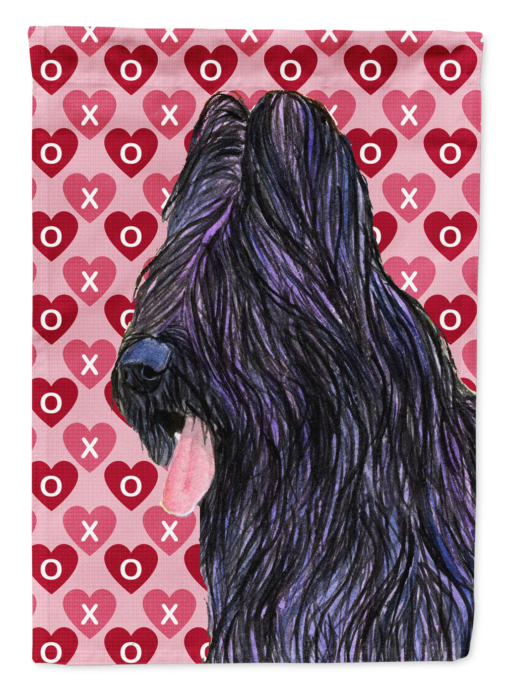 Briard Hearts and Love House Flag 28x40 Porch Sleeve Pole Decorative Outside Yard Banner Artwork Wall Hanging, Polyester