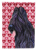 Briard Hearts and Love House Flag 28x40 Porch Sleeve Pole Decorative Outside Yard Banner Artwork Wall Hanging, Polyester