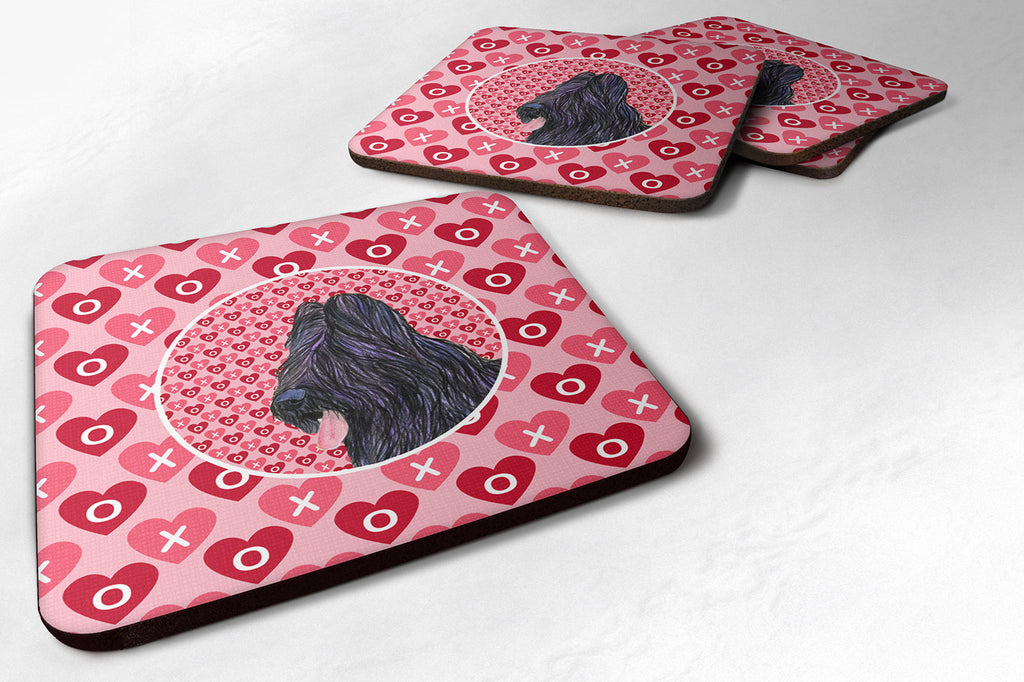 Briard Hearts and Love Foam Coasters Set of 4 Cup Coasters for Indoor Outdoor, Tabletop Protection, Anti Slip, Mouse pad Material