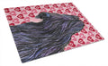 Briard Hearts and Love Cutting Board Tempered Glass Kitchen Cutting Surface, Heat Resistant Chopping, Non-Slip Feet, Food Prep & Serving