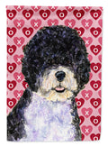 Portuguese Water Dog Hearts Love Valentine's Day House Flag 28x40 Porch Sleeve Pole Decorative Outside Yard Banner Artwork Wall Hanging, Polyester