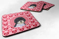 Portuguese Water Dog Hearts Love Valentine's Day Foam Coasters Set of 4 Cup Coasters for Indoor Outdoor, Tabletop Protection, Anti Slip, Mouse pad Material