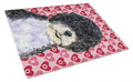 Portuguese Water Dog Hearts Love Valentine's Day Cutting Board Tempered Glass Kitchen Cutting Surface, Heat Resistant Chopping, Non-Slip Feet, Food Prep & Serving