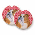 Bulldog English Hearts Love Valentine's Day Set of 2 Cup Holder Car Coasters Absorbent Round Sandstone Coasters Gifts for Men or Women, 2.5, Multicolor