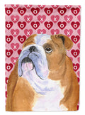 Bulldog English Hearts Love Valentine's Day House Flag 28x40 Porch Sleeve Pole Decorative Outside Yard Banner Artwork Wall Hanging, Polyester